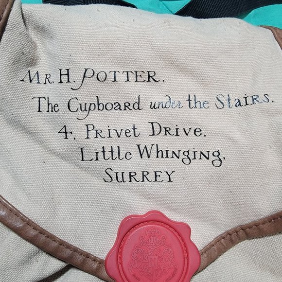 Harry Potter Hogwarts Letter Slouch Backpack Beige Daily Casual School Pack